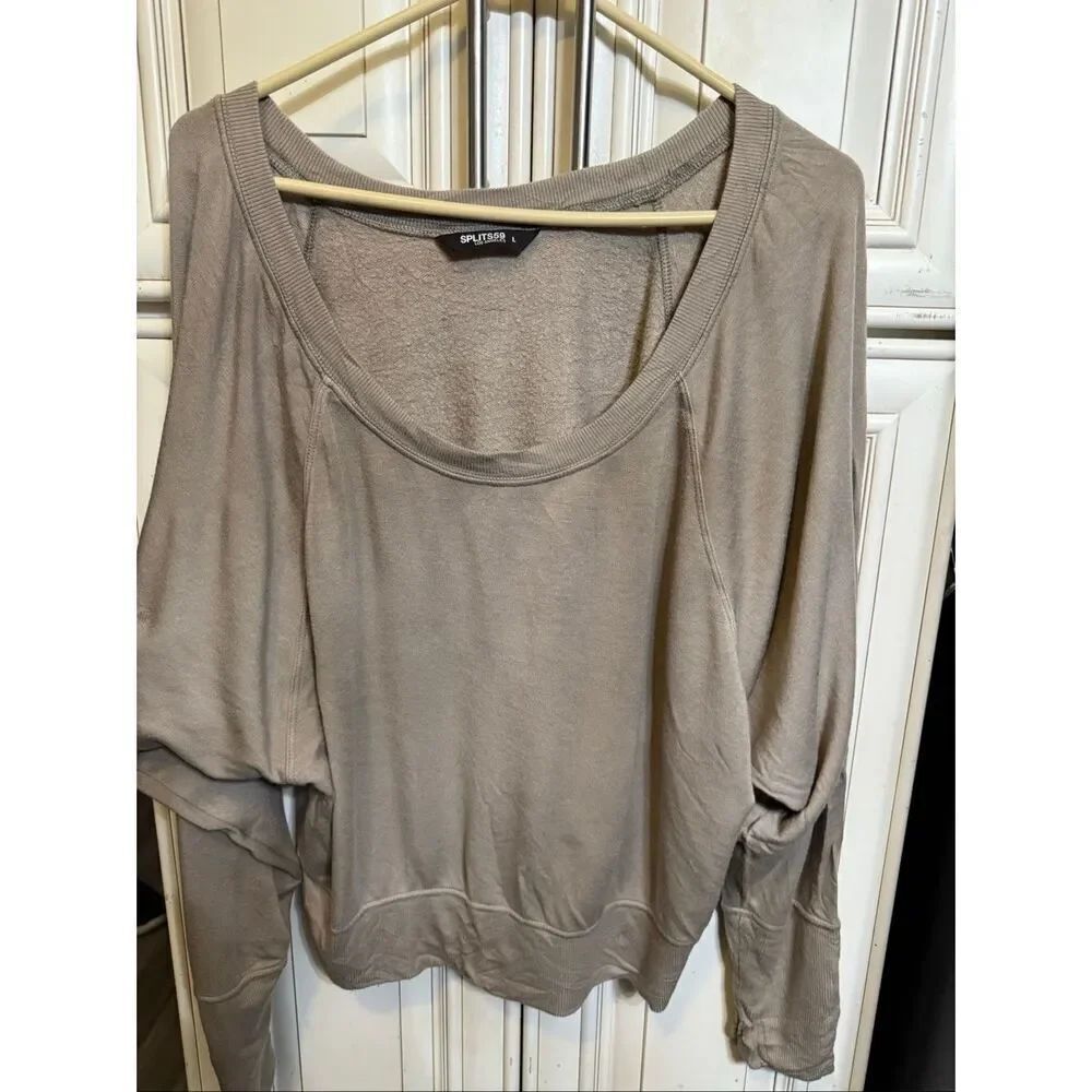 Splits59 Women's Indy Dolman Sleeve Fleece Pullover Sweatshirt Tan Large